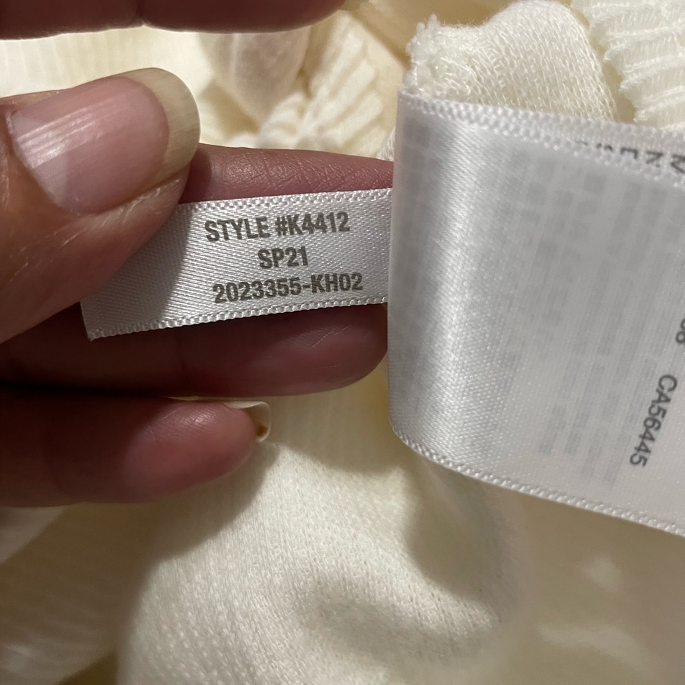 Madewell Ribbed Long Sleeve Knot-Front Top Style K4412 In Ivory Size L Classic - Picture 14 of 14